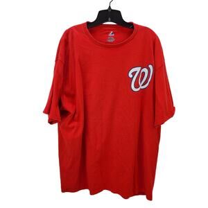 Majestic T Shirt Mens 2XL Baseball Washington Nationals Stephen Stasburg Red Top